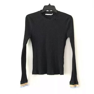 LUSH Ribbed Knit Mock Neck Top Size Small